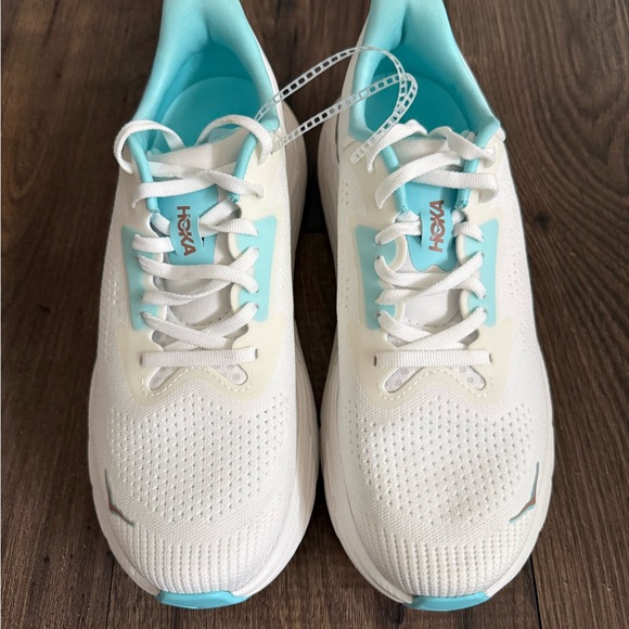 Hoka Women's White and Teal Athletic Shoes - Picture 2 of 8
